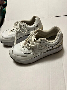 New Balance 574+ Platform White Sneakers White & Gray US 7.5